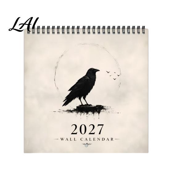 School Year Planning Tool 2027 Wall Calendar Funny Cartoon Illustrations Large Date Grids Annual Schedule Planner Thick Coated Paper Sturdy
