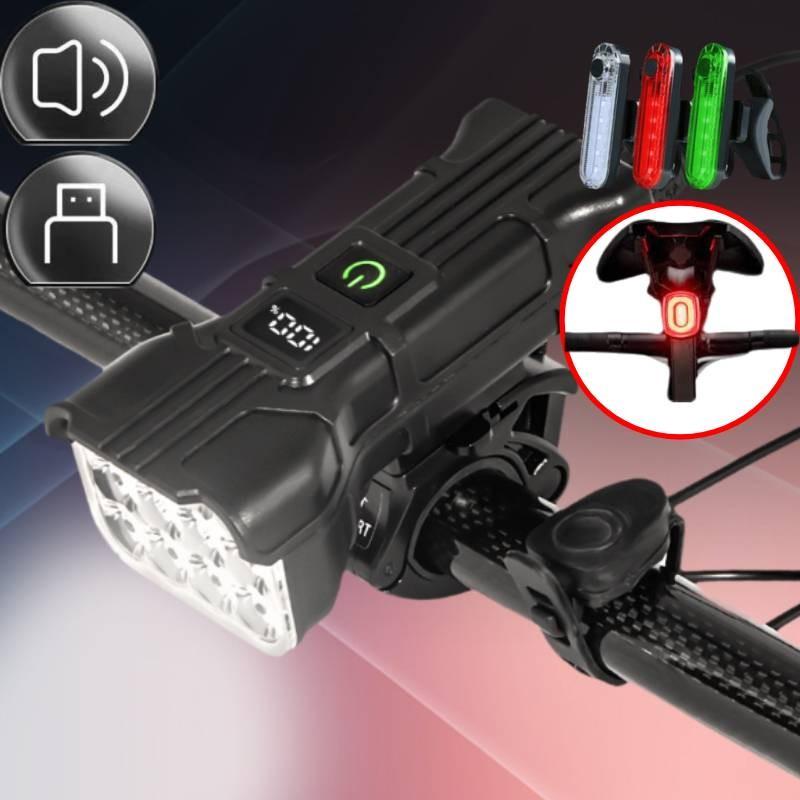 Mountain Lights Bike Usb Rechargeable Bicycle Torch Front Rear Lamp Led Set