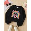 Girls' Crewneck Sweatshirt Rainbow Butterflies Hearts Number Five Machine Washable, Spring And Autumn, Sportswear And Casual Wear