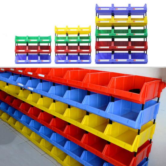 Stackable Plastic Small Parts Container Box Shelf Screw Storage Bin Organizer