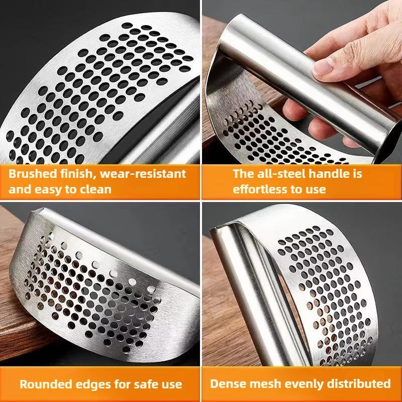 Stainless Steel Garlic Press Manual Garlic Press Squeezer Ergonomic Ginger Garlic Crusher for Vegetable Kitchen Accessories