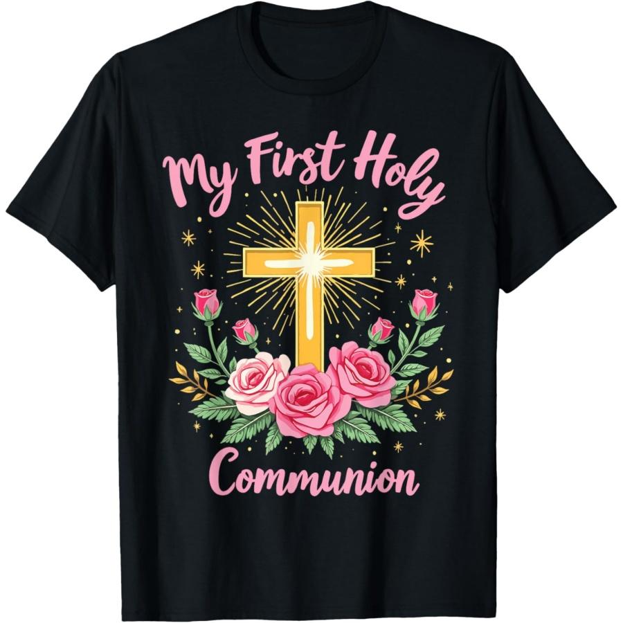 

My First Holy Communion Catholic Cross Kids Religious T-Shirt XXXXXL чорний