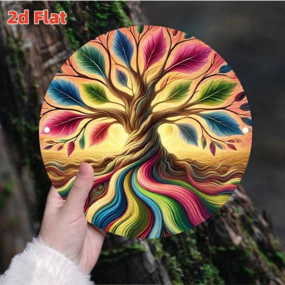 Flat Metal Wall Art Circle Decor for Home Garden Living Room Easy Clean Durable