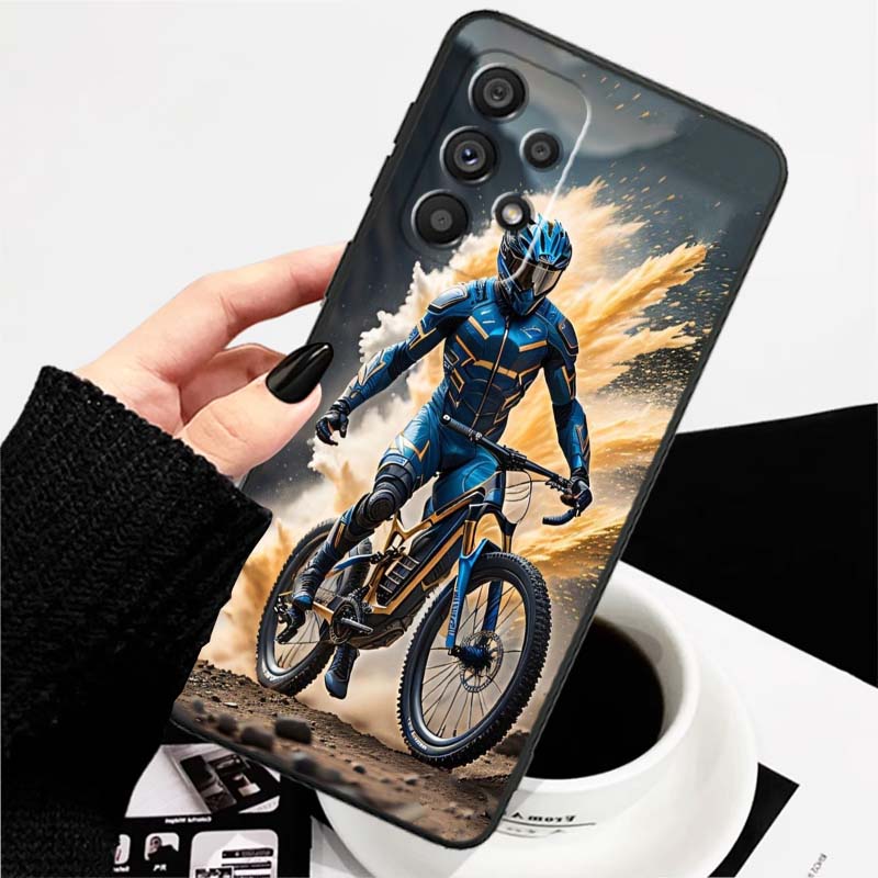 Creative motorcycle rider cool For Samsung A73 A72 A71 A55 A54 A53 A52 A51 A13 A22 A16 A15 A12 A14 A26 A07 5G Black Phone Case