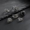 Punk Gemstone Skull Ring Set for Men High-End Hip-Hop Niche Dragon-Shaped Ring Men's Jewelry