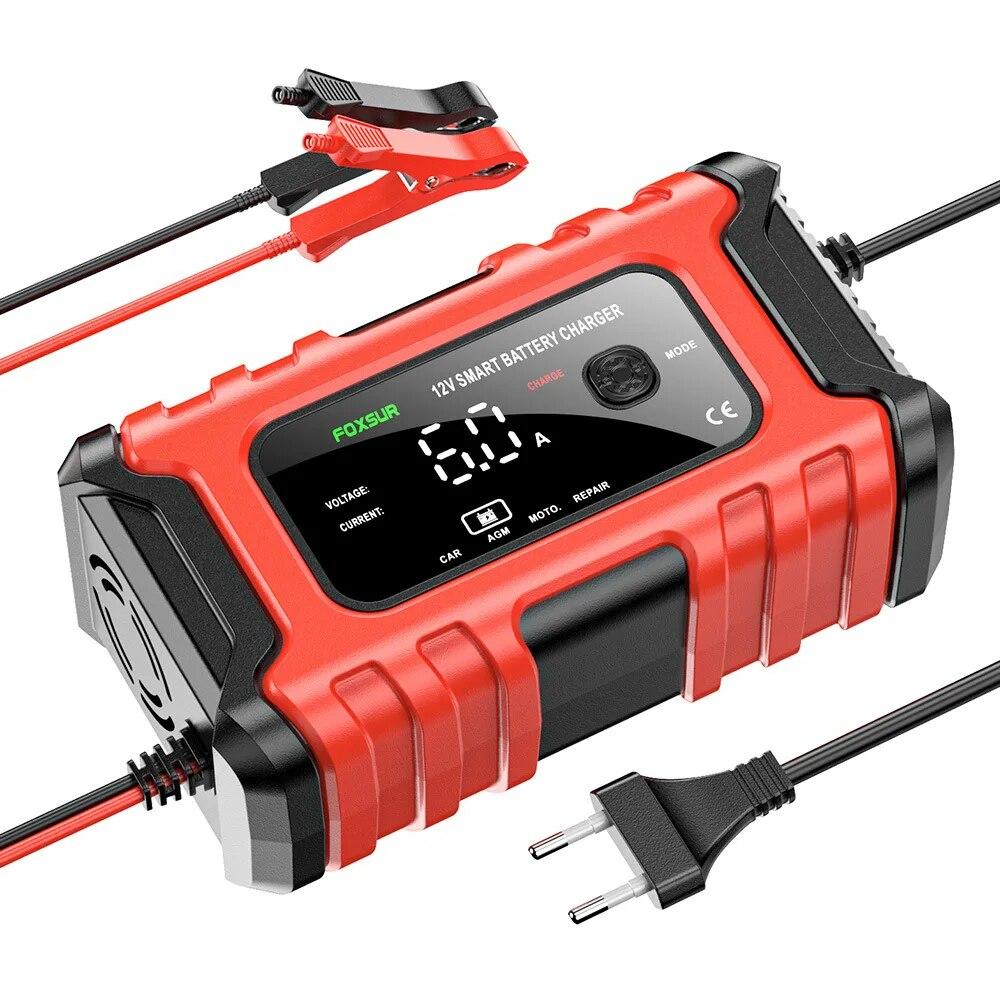 12V 6A Automotive Battery Charger Digital Display Smart Battery Charger Repair Chargers AGM Wet Dry Lead Acid Battery