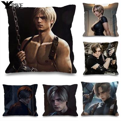 Funda de Almohada Decorativa Leon Kennedy 45x45 Estampada Funda de Almohada de Anime Almohadas Ornamentales para Sala de Estar Funda de Cojín