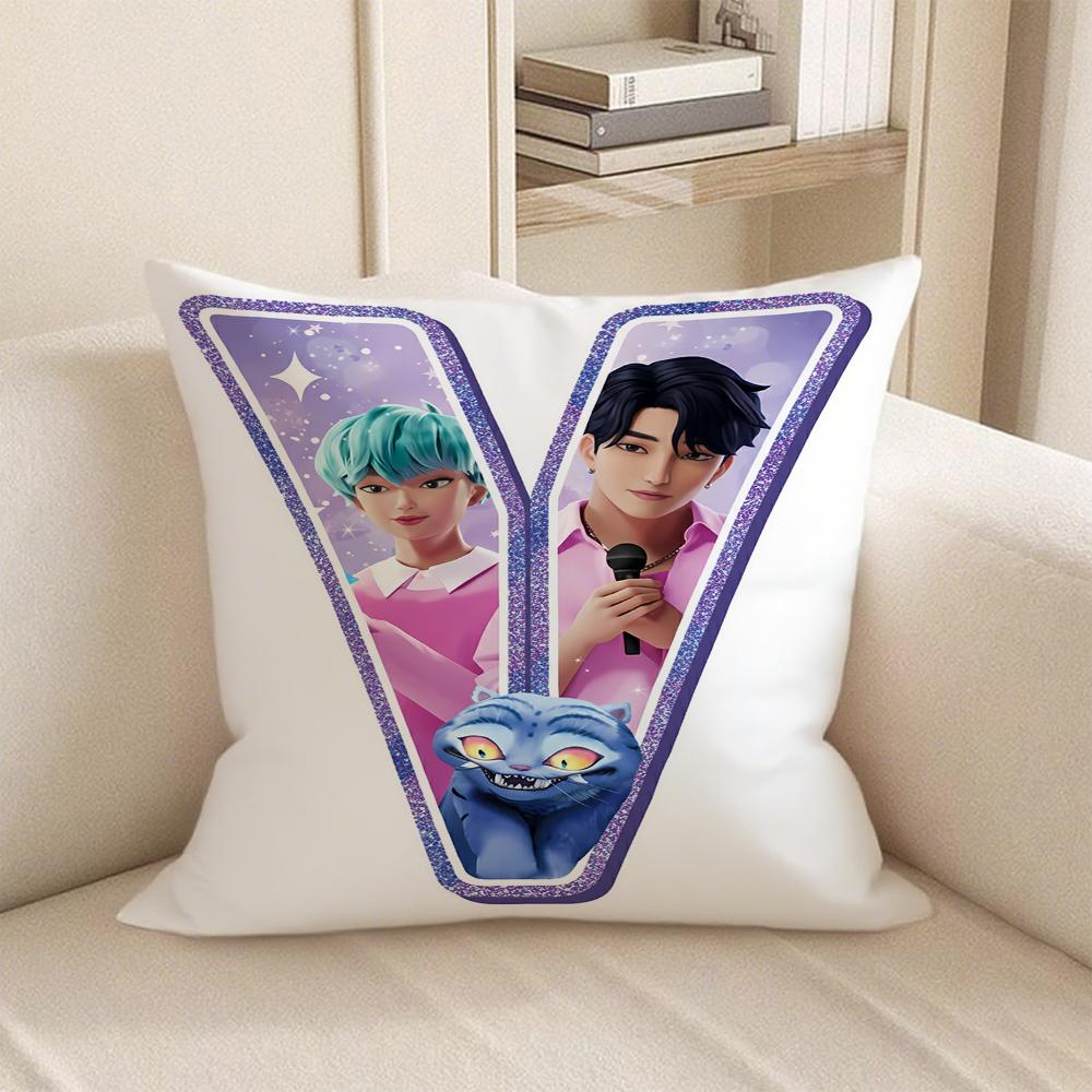 KPop Demon Hunters anime Style 26 letters popular Character Pillowcase fashion Home Decoration Items