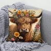 VIKAMA Highland Bovine Pillowcase Invisible Zipper Washable Pillowcase Living Room Sofa Cushion Cover Home Decor