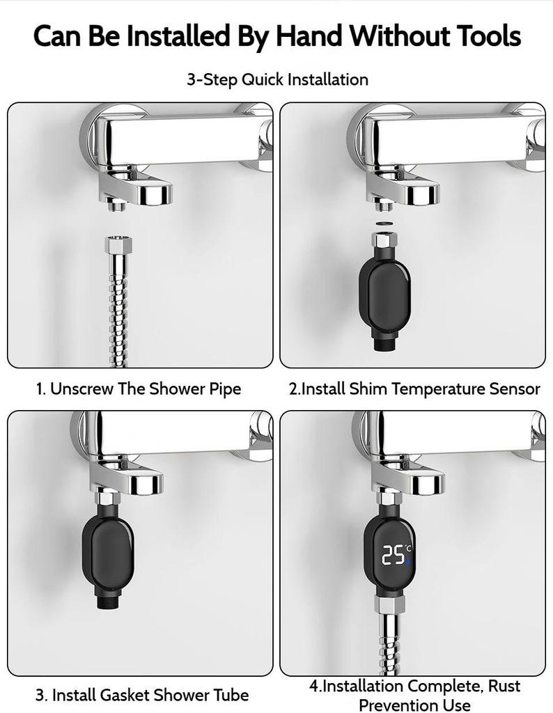 Visor LED para Banheiro 0℃~99℃ Termômetro de Água para Chuveiro Doméstico Medição Precisa da Temperatura da Água Medidor Inteligente Banheiro