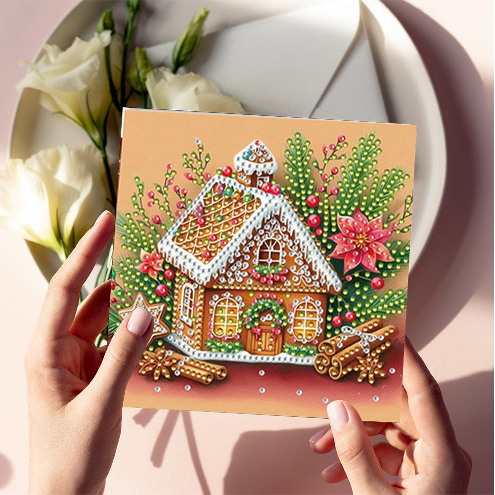 6PCS DIY Diamond Art Greeting Cards Congratulation Card & Gift (Gingerbread Man)