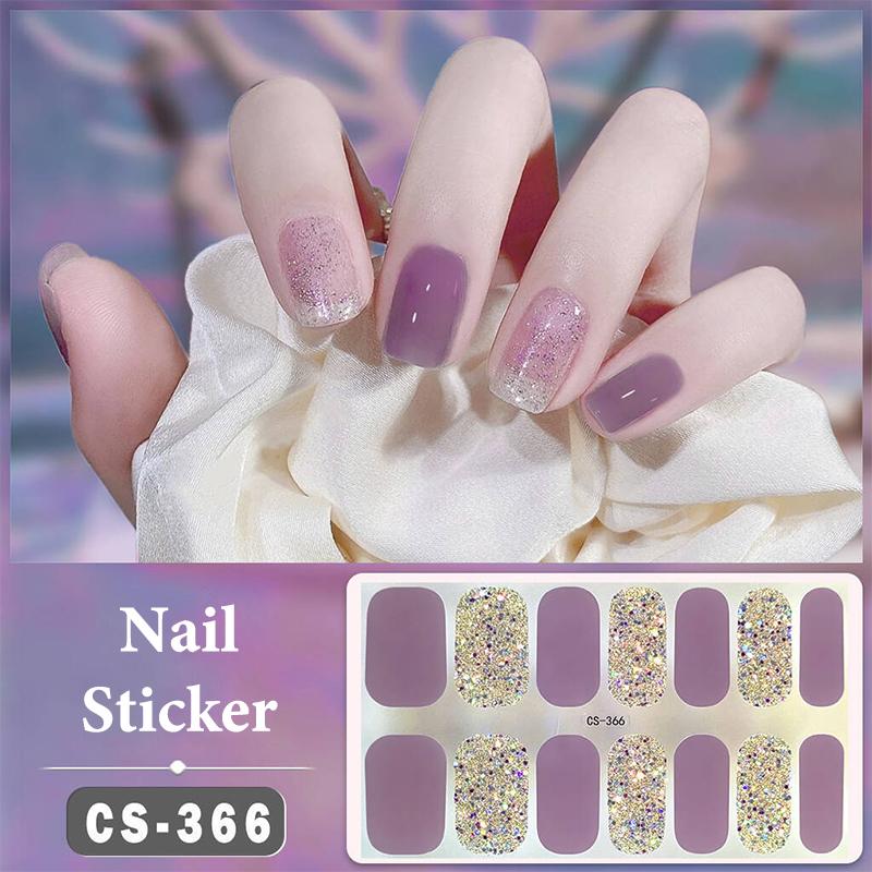 No Baking Lamp Waterproof Nail Wraps Full Cover Nail Stickers Solid Color 14 Nails/Set Multi Color Nail Art Look Patch Firm