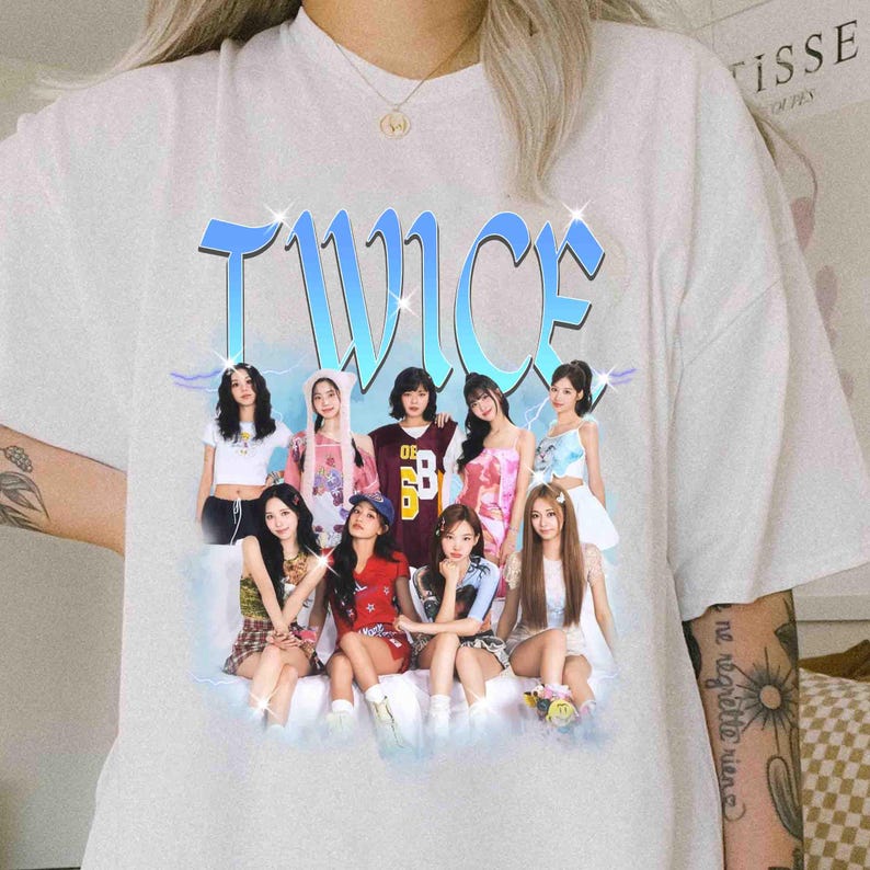 2026 Винтажная футболка в стиле бутлег 90-х Twice, Футболка Twice World Tour This Is for Shirt, K-pop футболка Twice, Ретро футболка Twice This Is for Shirt, Футболка Twice Ten 4XL
