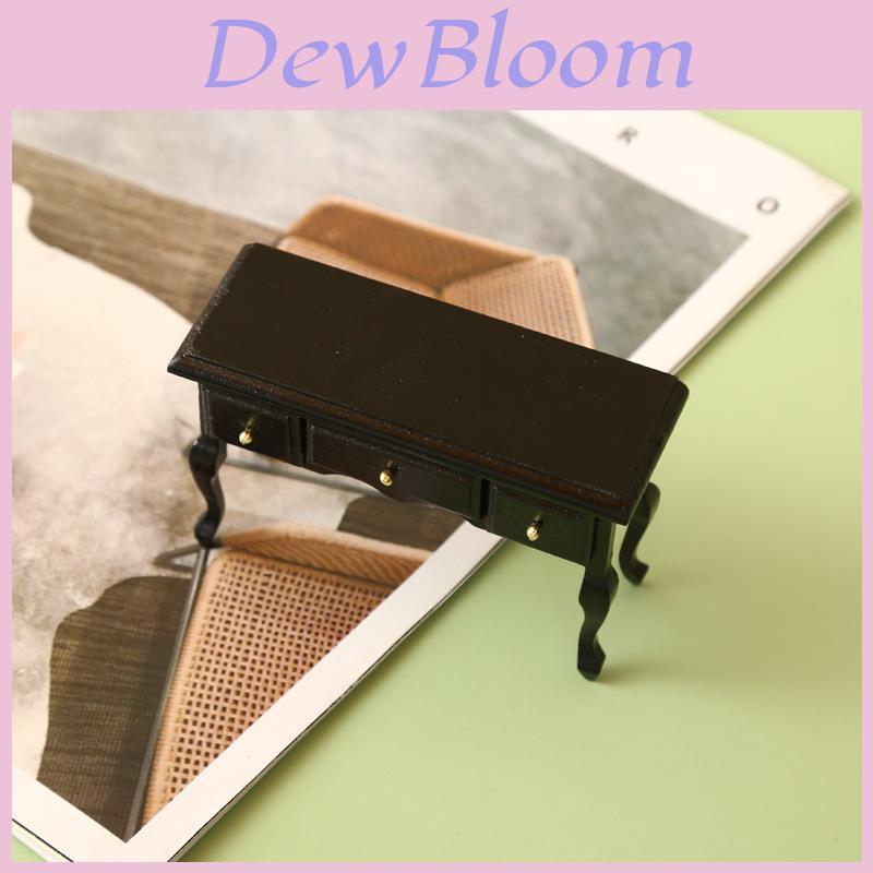 Mini Dollhouse Furniture Desk And Vanity With Wooden Material For Kids Playroom Decor