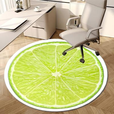1pc Lime Slice Round Carpet, Made of Polyester,Perfect for Decorating Office Chairs, Living Rooms,Vibrant Decorative Rug