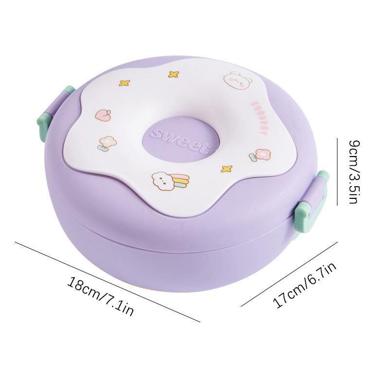 Ланч-бокс для школьника коробка для закусок пончик мультяшный герметичный контейнер для еды в микроволновке детская посуда 813₽