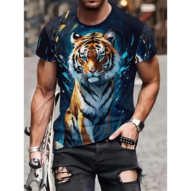 Men's Animal Tiger Totem 3D Printed T-Shirt Street Top Creative Daily Leisure Sports Fashion Trend Personalized Neutral Clothing