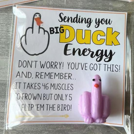 Middle Finger Duck Funny Duck Lucky Charm Gift with Encouraging Card Sending You Big Duck Energy Ornament Inspirational Gift for Friends Family