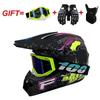 Full Face Motorcycle Helmet With Included Goggles Cover Gloves - All Season ABS Safety Gear Off-Road MTB ATV Riding