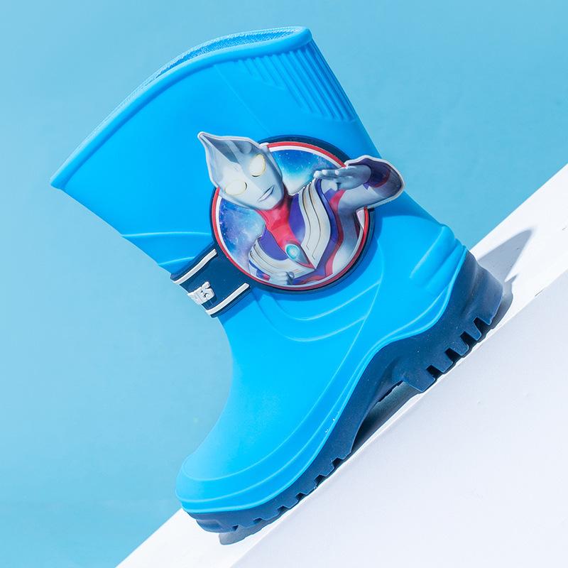 Ultraman Cartoon Genuine Tiga Zero Children's Rain Boots Elementary School Boys Mid-Calf Rubber Shoes Wear-Resistant Non-Slip Water Boots