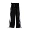 Lace Striped Sweatpants Women's Autumn New Loose Wide-leg Straight Casual Quick-drying Black Wide-leg Pants
