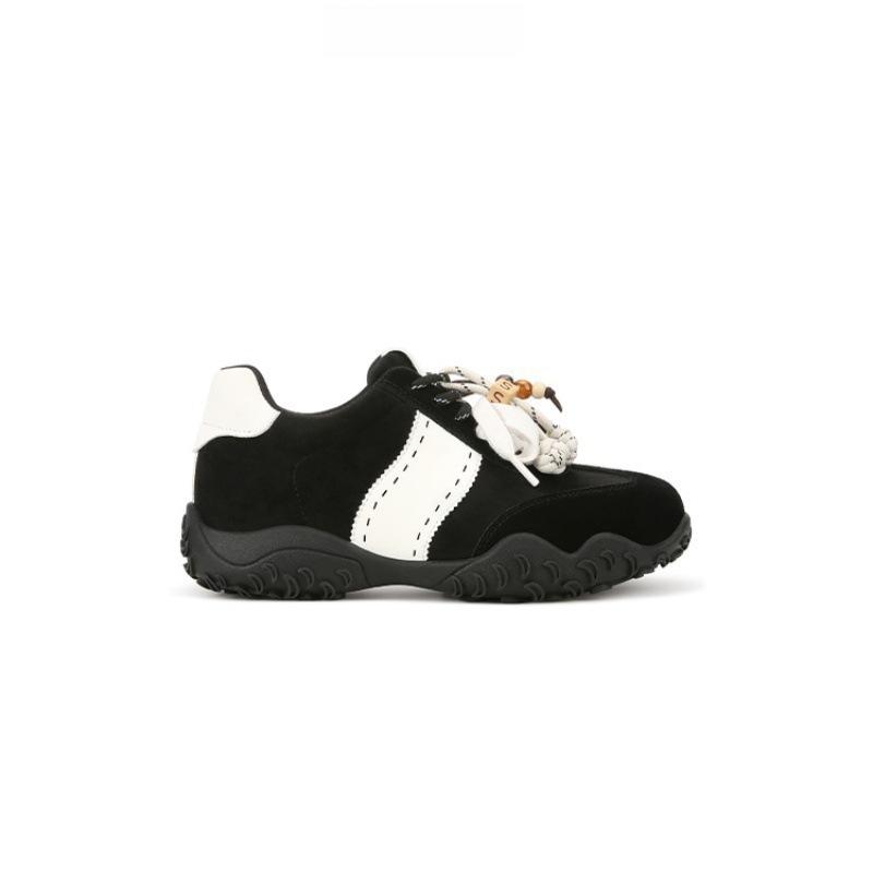 6CM inner height increase~ leather platform German training shoes women's autumn new outdoor hiking sports leisure jogging Forrest Gump shoes