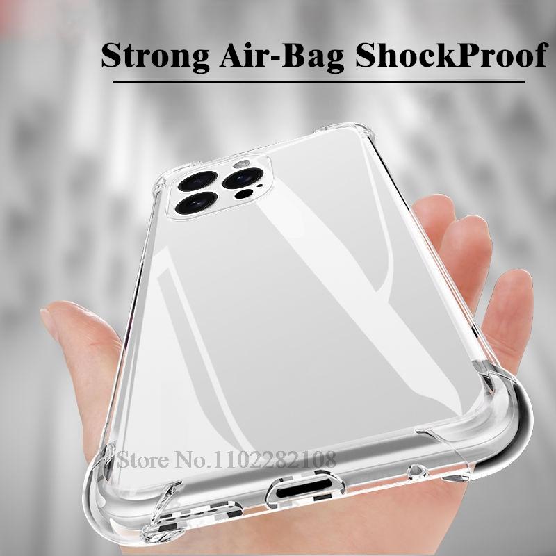 

For iPhone 17 Air 16 15 14 13 12 11 Pro Max 13 Mini 14 15 16 Plus 16e Case Shockproof Clear Cover Transparent Silicone Case Etui iPhone 13 Pro Max