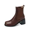 Fashion New Autumn Winter Genuine Leather Women Boots Fashion Round Toe Shoes for Women Short Boots Women High Heel Botas De Mujer