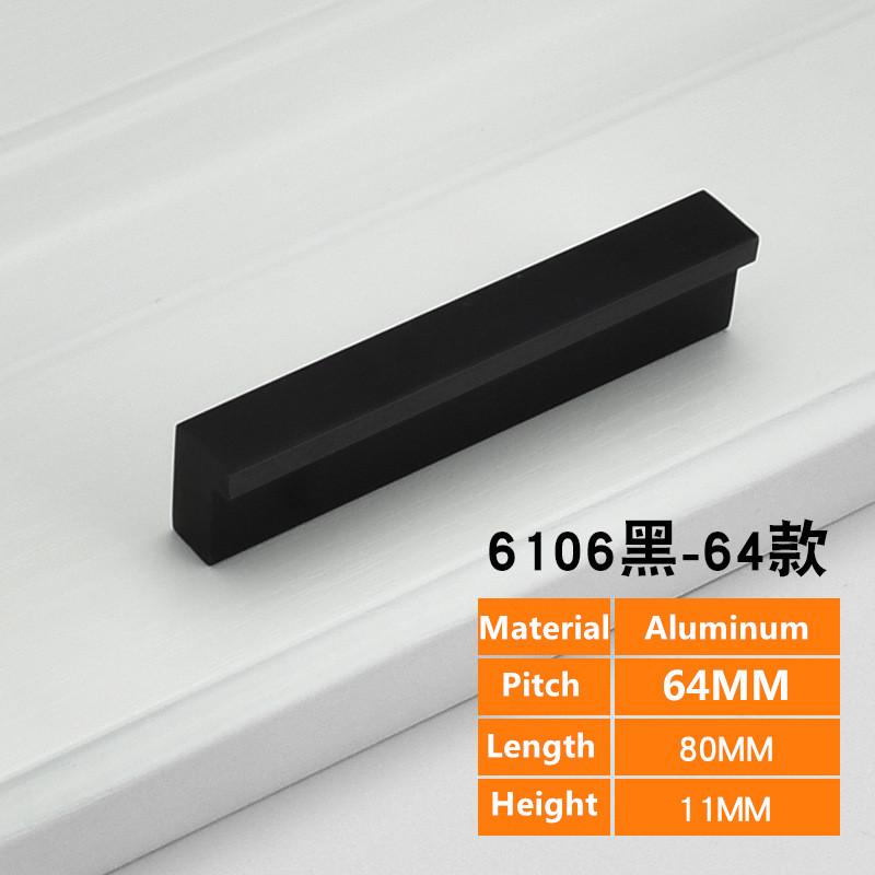 Black Hidden Cabinet Handles Aluminum alloy Kitchen Cupboard Pulls Drawer Knobs Bedroom Door Furniture Handle Hardware