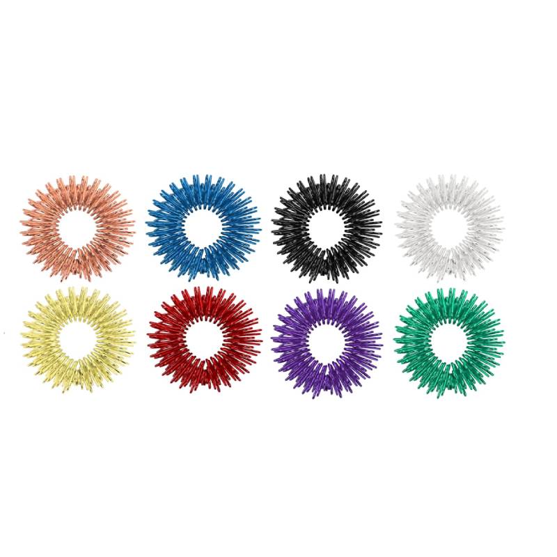 

8 шт. остроконечные сенсорные кольца на палец, кольцо для акупрессуры, кольцо Spikey Great Fidget для детей, подростков, взрослых, бесшумный массажер для снятия стресса