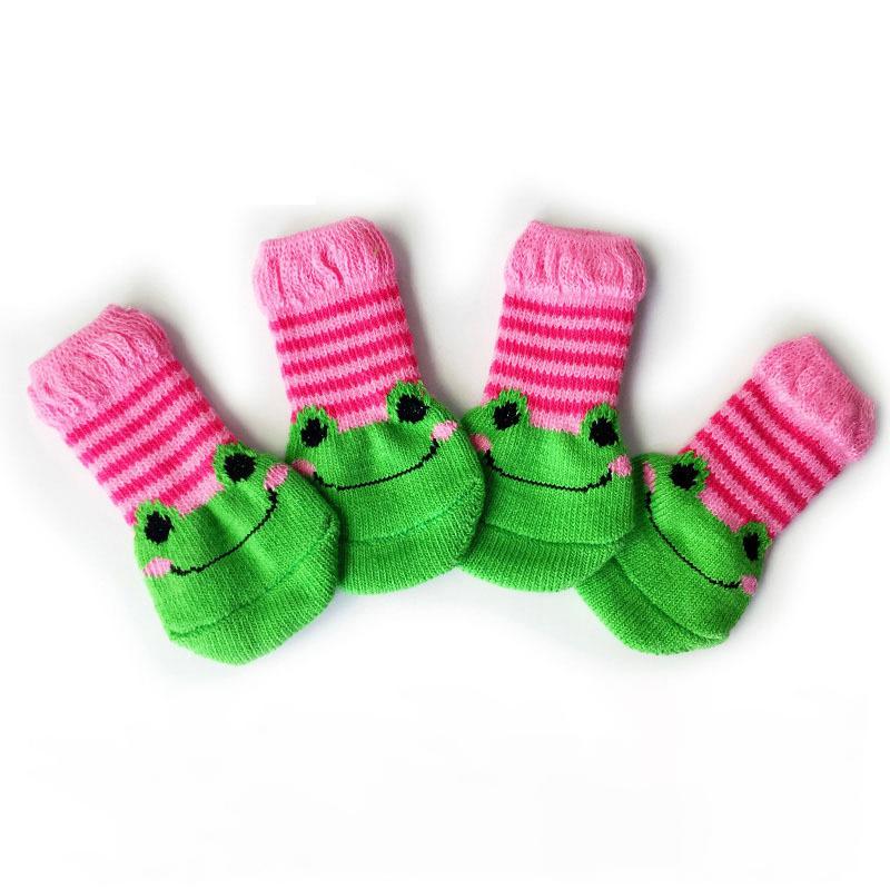 Pet with non-slip mat socks indoor puppy dog non-slip anti-scratch anti-dirty socks four packs