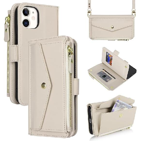for iPhone 12 pro Wallet case,for iPhone 12 Phone case with Zipper Card Holders for Women Slots Crossbody Flip Folio Book Cover with Credit Card