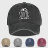 Soccer Mom Print Washed Baseball Cap Adjustable Unisex Soccer Game Day Sun Hat For Moms