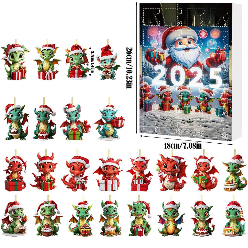 Christmas Countdown Calendar With Dragon Baby Flat Ornaments For Holiday Decor