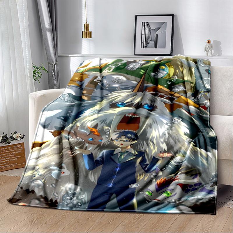 Cartoon Digimon Adventure Monster Soft Plush Blanket,Flannel Blanket Throw Blanket for Living Room Bedroom Bed Sofa Cover Child