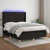 Exclusive House - Slatted Bed Base Mattress and LED Black 140x200 Cm Fabric