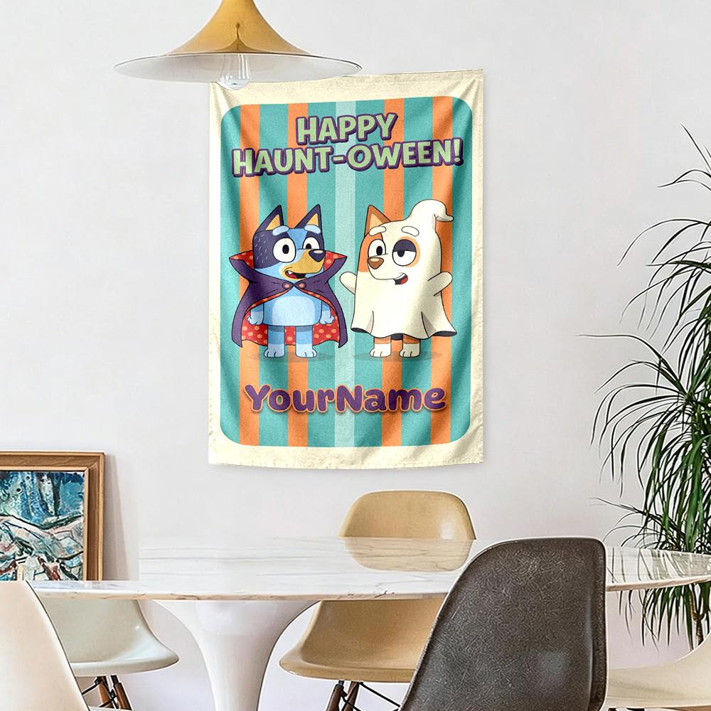 Bluey Custom Your Name Wall Decor Tapestry Art For Pet Memorial Birthdaywedding Party Backdrop Family Gift