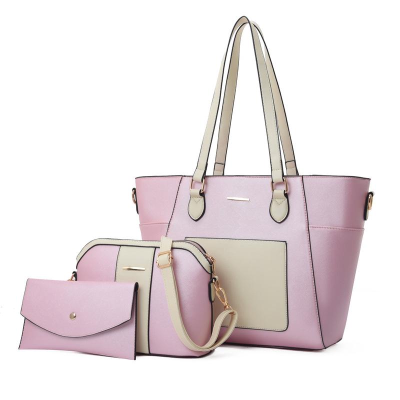 

Женская модная сумка-мессенджер с цветовой блокировкой, новая трендовая, большая вместимость, портативная на плечо, популярная продвинутая сумка со вставками розовый