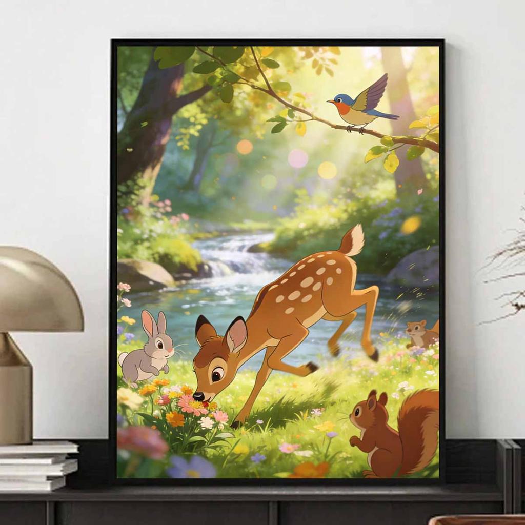 Disney 5D Diamond Painting Kit Bambi Forest Scene Home or Office Home Decor Art Diamond Painting Kit