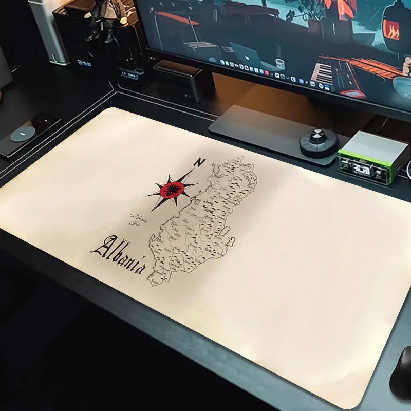 Albania Map Color Mouse Pad Large Gaming Table Cushion Non-slip Laptop Tablet Big Mousepad XXL Mat Mini PC Playmat With Lock edge