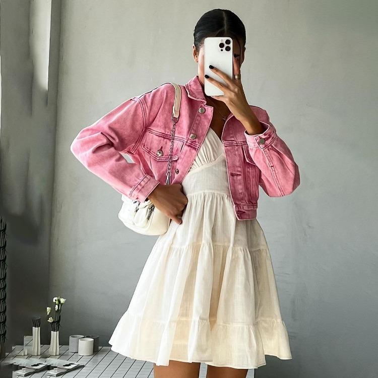 Women High Waist V Neck Sleeveless Solid Color Mini Slip Dress