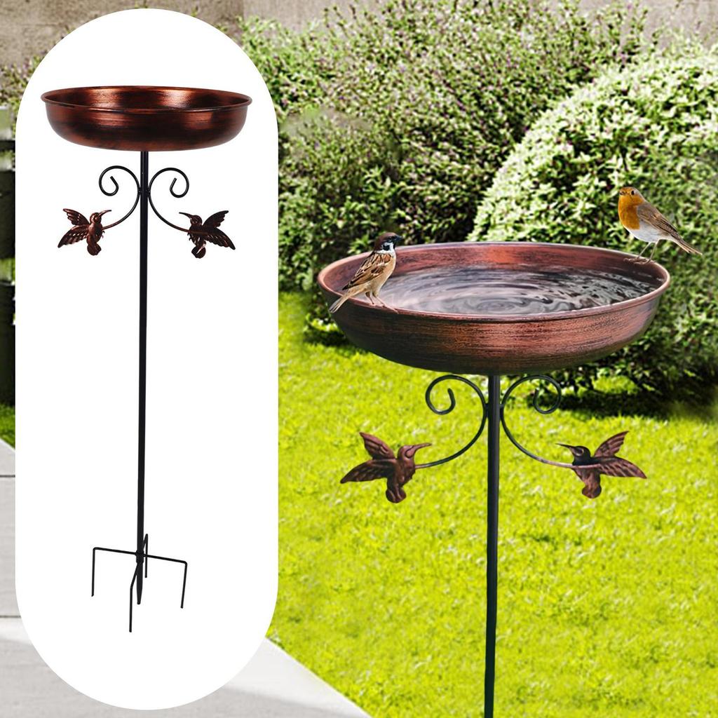 Iron Bird Bath Bowl Fence Outdoor Gift Hummingbird Patio Bird Feeder Tray