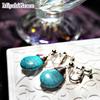 Natural Elegant Miyabi Grace Women's Earrings, Non-pierced Earrings, Popular, Painless, Teardrop, Turquoise, Blue, Stone, Blue, Large, Gemstone,