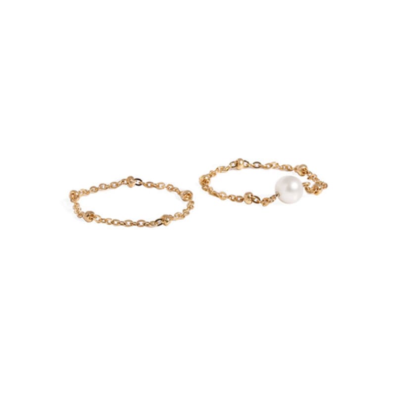 MAYBETOI 14k Chain Ball Freshwater Pearl Ring (2 Types)