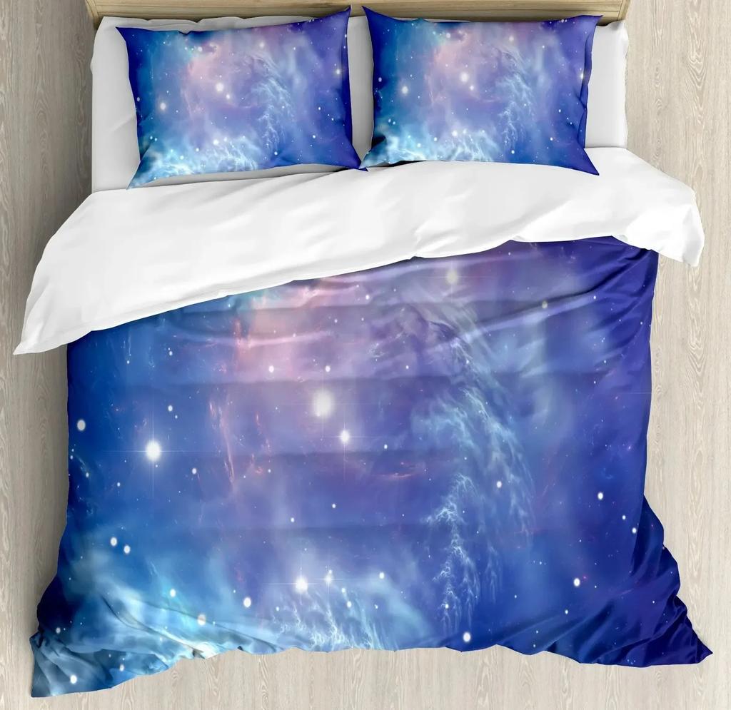Sky Space Night Time Universe Stars And Nebulas Distant Parts Of Galaxy Comfortable Duvet Quilt Cover Pillowcase Bedding Set