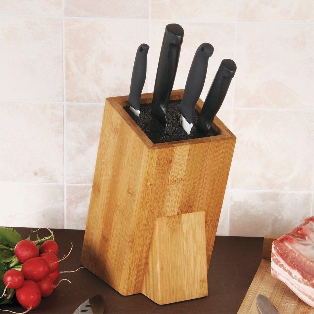 Stojak na Noże Kuchenne Bambusowy Blok do Noży Kuchennych Uniwersalny