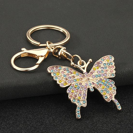 Keychain Pendant Sparkling Rhinestones Butterfly Charm Key Chain with Lobster Clasp Electroplated Key Holder Bag Accessory