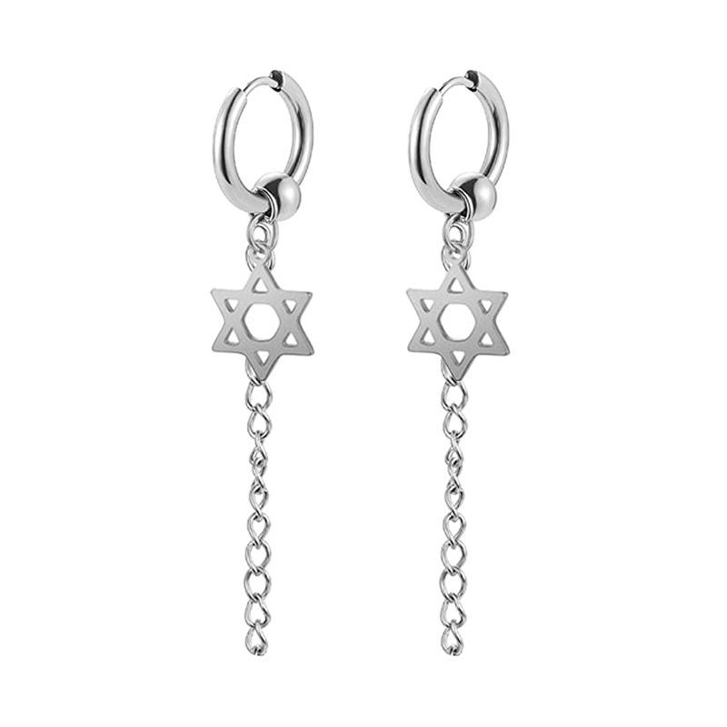 Black Series Titanium Steel Punk Style Earrings - Unisex, Korean Fashion, Unique Design