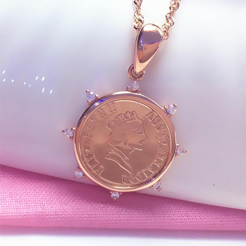 Rose-Plated Purple Gold Queen Round Brand Zircon Pendant Fashion Trend Foreign Style Necklace
