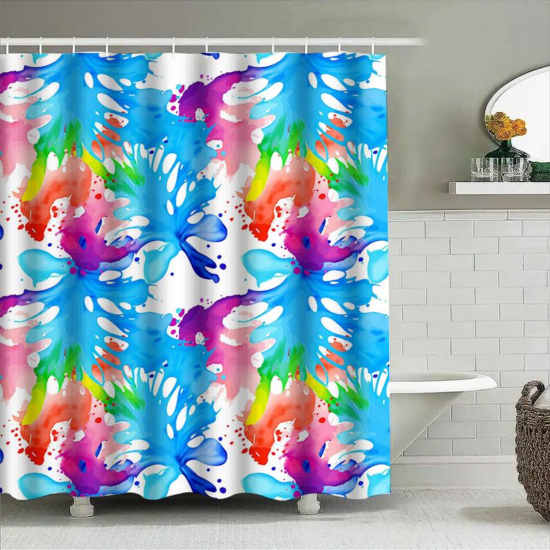 

Bright Rainbow Splatter Shower Curtain Waterproof Fabric Print Decoration for Bathroom Accessories Set 72 x 84 Inches 90x180cm